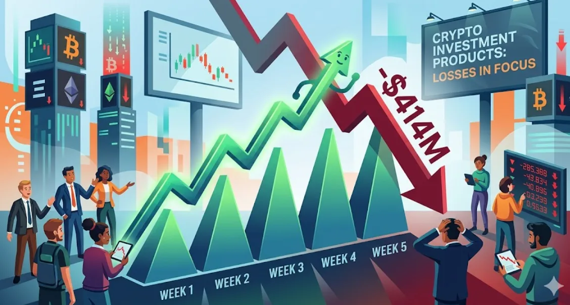 Data CoinShares: Arus Keluar $414 Juta Hentikan Rekor Positif 5 Minggu
