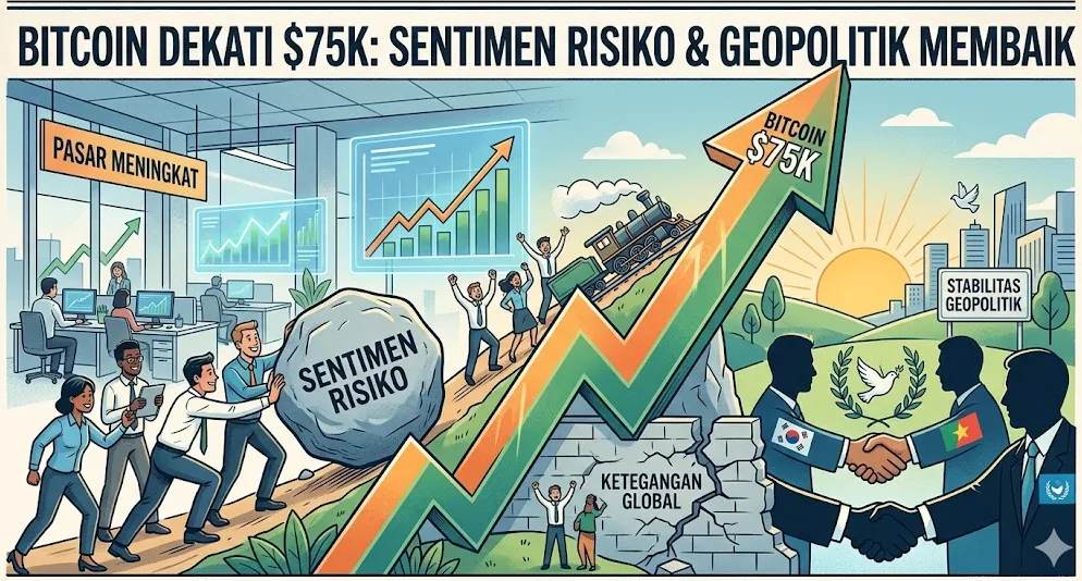 Sentimen Global: Membaiknya Kondisi Geopolitik Dorong Bitcoin Dekati $75.000