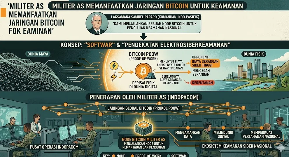 Militer AS Uji Keamanan Melalui Jaringan Bitcoin: Laksamana Konfirmasi Penggunaan Blockchain untuk Perlindungan Infrastruktur Strategis