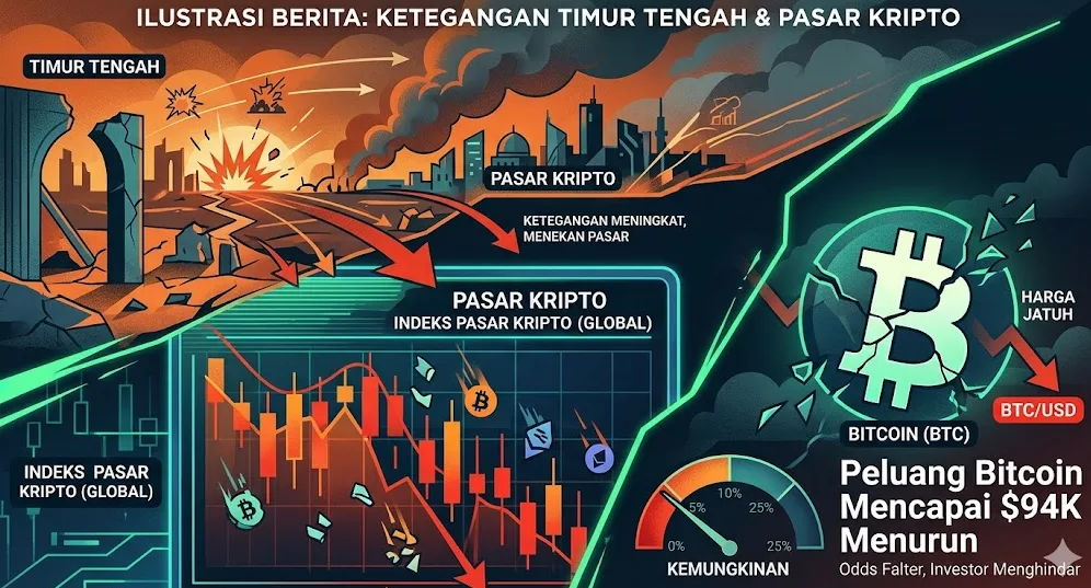 Sentimen Geopolitik Memanas: Ketegangan Timur Tengah Tekan Pasar Kripto, Peluang Bitcoin ke $94.000 Mulai Memudar
