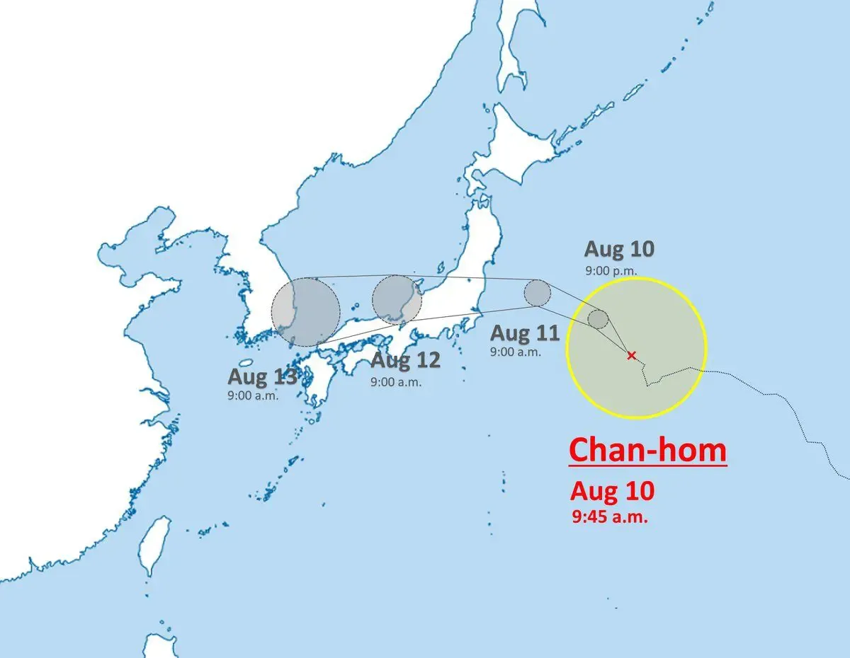 Topan Chan-hom Mengarah ke Jepang: Waspada Dampak bagi Wilayah Kanto-Tohoku