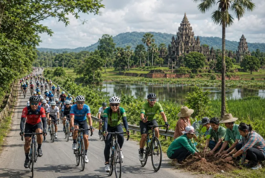 500 Pesepeda Tempuh 179 Km demi Pariwisata Hijau dan Pendidikan Kamboja