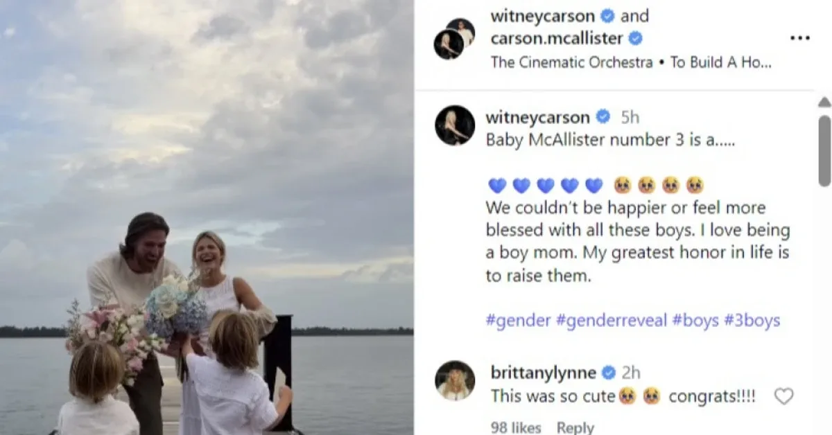 Witney Carson Umumkan Jenis Kelamin Anak Ketiga: 'Kami Sangat Bersyukur'