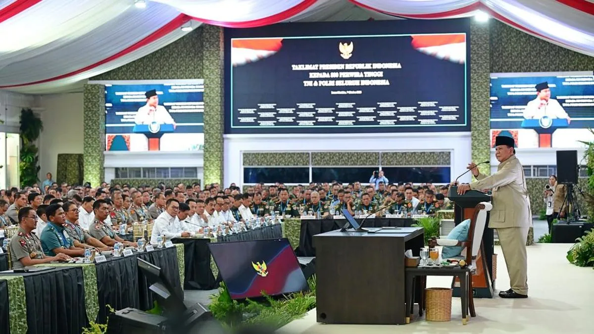 Prabowo di Depan 800 Jenderal: Jaga Kepercayaan Rakyat, Jangan Ada Ego Sektoral